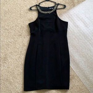 Express Embellished Neckline Cocktail Mini Dress